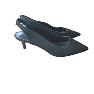 French Connection Viva Pointed‎ Toe Kitten Heel Slingback Womens Black Size 10